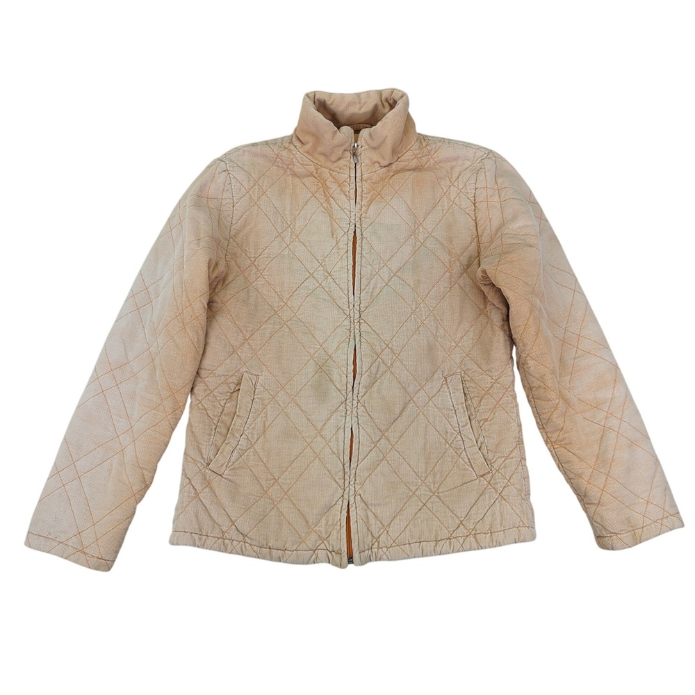 Vintage Forecast Sport Womens Quilted Corduroy Jacket Full Zip Beige Large‎ 44